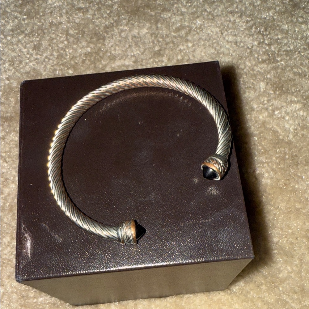 Silver and Black Twisted Bracelet